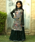 Embroidered Top With Flared Sharara And Lace Work Dupatta