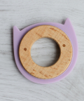 Wood + Silicone Disc Teether- Kitty