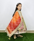 Multi Color Embroidered Anarkali Set With Bandhani Dupatta