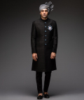 Charcoal Black Sherwani With Pants For Men