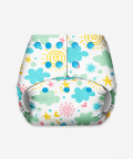 Basic Pocket Diaper - Freesize Adjustable, Washable and Reusable pocket cloth diaper for day time use (with dry feel pad/soaker/insert)(Clouds)