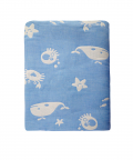 Whale Blue Embossed Baby XL Muslin Blanket