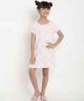 Organic Cotton A-Line Star Print Pink Dress