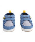 Baby Moo Casual Blue And Grey Velcro Booties