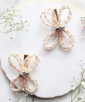 Pair Of Butterfly Pearl Hairclips 