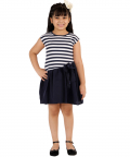 Stripe Jersey Top Part And Crepe Skirt