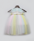 Unicorn Colours Net Gown With Glitter Bow