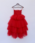 Red Net High Low Gown