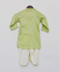 Green Kurta With Off White Dhoti Set