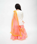 Off White Kurta With Pink Kotta Print Fabric Sharara And Dupatta Set