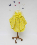 Yellow Flower Embroidery High Low Gown