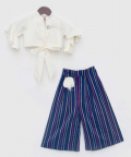 Off white Top With Blue Strips Pant