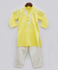 Yellow Kurta With Dori Work Embroidery And Pant