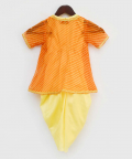 Yellow Dhoti Jumpsuit With Orange Leheriya Jacket