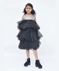Black Organza Frill Dress