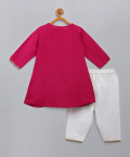 Brother Sister Embroidered Pink Kurta Pyjama Set