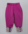Purple Velvet Embroidered Anarkali Pants With Net Dupatta