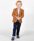 Beau Kid 4 Piece Tweed Suit Set in Tan Brown