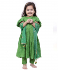 Green Bandhani Anarkali Set