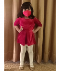 Velvet Bow Dress With Matching Facemask