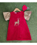 Reindeer Velvet Sequined Dress With Matching Facemask