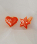 Heart-Star Clip Hair Ties,Orange