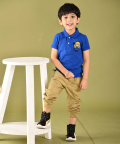 Boy Polo T-Shirt With Hand-Embellished Minion Motif
