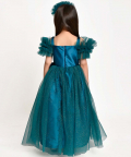Jelly Jones Sparkle Bow Gown With Hair Band-Green