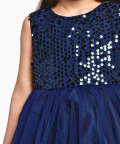 Jelly Jones Sequance Embelished Net Partywear Dress-Navy