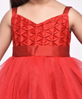 Partywear Dress With Tail-Red