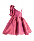 Diamond Embelished Flower Sleeve Partywear Dress-Pink