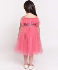 Fit And Flared Party Wear Dress-Pink