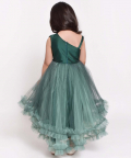 Flower Embelished Fit And Flare Gown-Green