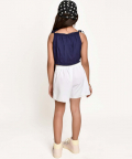 Jelly Jones Flower Emblished Top With White Shorts-Navy