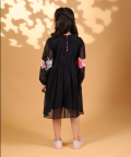Black Chanderi Box Pleated Dress