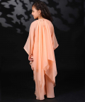 Salmon Asymetrical Georgette Tunic With Pants