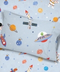 Space Adventure Organic Bedsheet Set Single Flat Sheet
