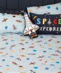 Space Adventure Organic Cotton Bedsheet Set King Flat Sheet