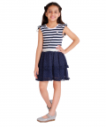 Stripe Top Dress With Silver Dot Skirt