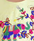 Elephant Embroidered Top With Yellow Ghaghra And Dupatta