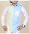 Colour Block Shirt With Pastel With Off White Pants