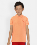 Kids Peach Half Sleeves Cotton Polo T-Shirt
