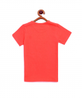 Coral Half Sleeves Bicycle Print Cotton T-Shirt