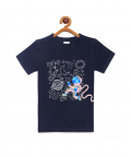 Navy Half Sleeves Space Cotton T-Shirt