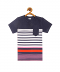 Navy Half Sleeves Fun Striper T-Shirt