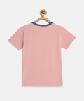 Kids Pink Jacket And Tie Print Cotton T-Shirt