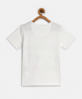 Boys White Half Sleeves Tractor Print Cotton T-shirt