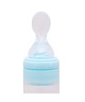 Baby Moo Blue 90 Ml Silicon Squeeze Bottle Feeder With Dispensing Spoon