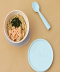 Miniware First Bite Suction Bowl With Spoon Feeding Set  Vanilla/Aqua