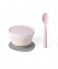 Miniware First Bite Suction Bowl With Spoon Feeding Set  Vanilla/Cotton Candy